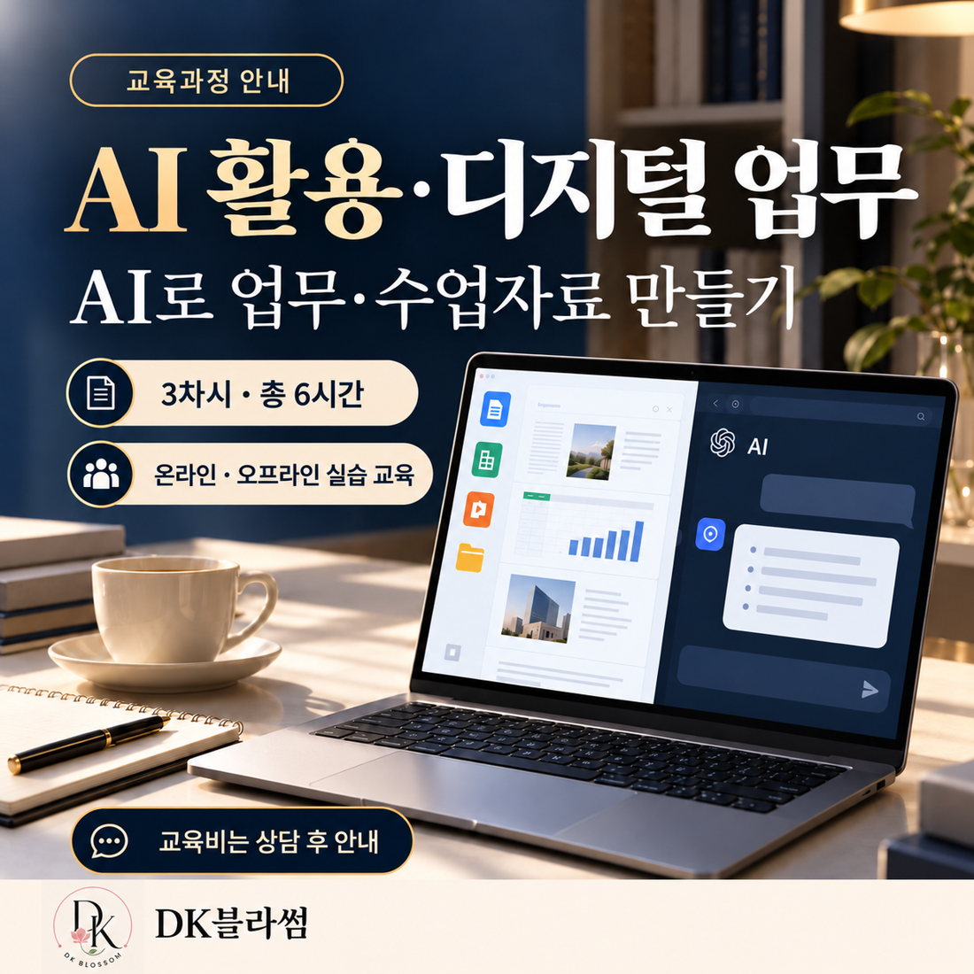 AI 활용 및 디지털 업무 6시간 단기 실습 교육 안내